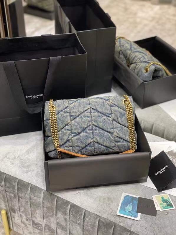 YSL Loulou Puffer Denim Leather Bag