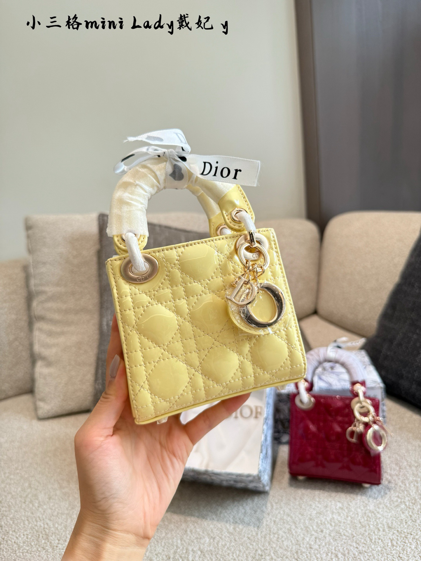 Dior Lady mini three-grid bag - Image 2