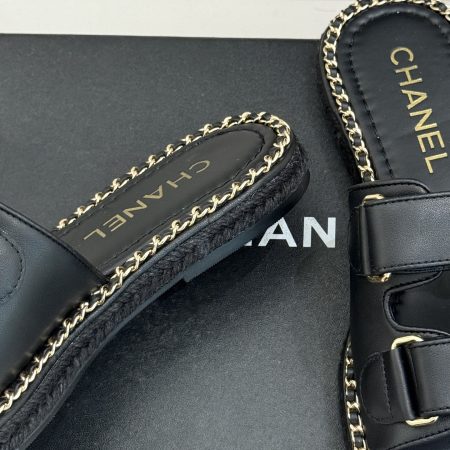 Chanel Black CC Double Breasted Flat Slippers Sandals - Image 6