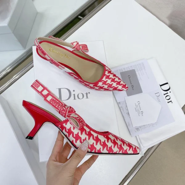Dior Cotton Houndstooth J'Adior Slingback Heels