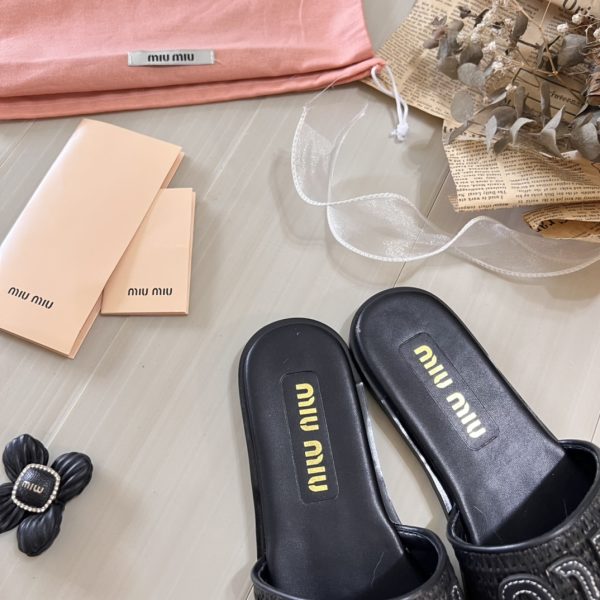 Miu Miu 26p Woven Flat Sandals