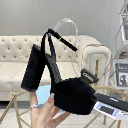 Prada Buckle Square-Heel Sandals - Image 9
