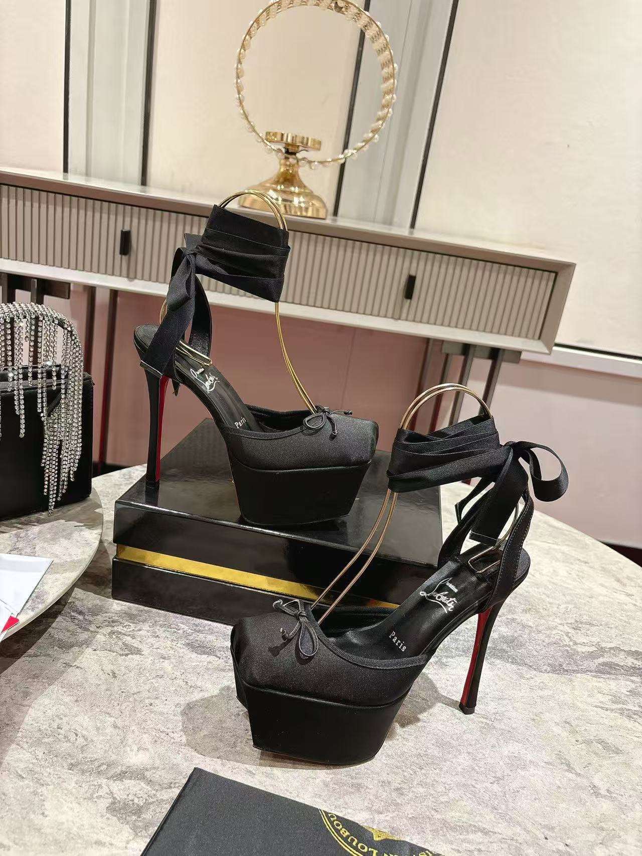Christian Louboutin Cassia Lace Up Alta High Heels - Image 7