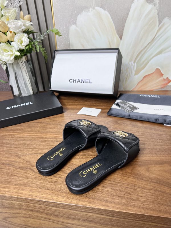 Chanel Quilted CC Slides