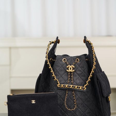 Chanel 25P Hobo Medium Handbag Denim & Gold-Tone Metal Top Quality - Image 5