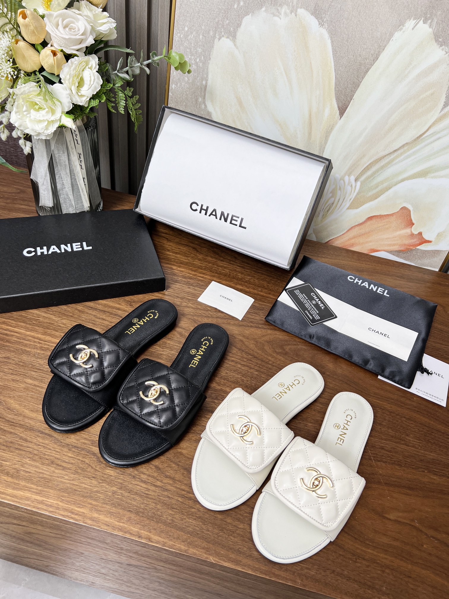 Chanel Quilted CC Slides - Image 1