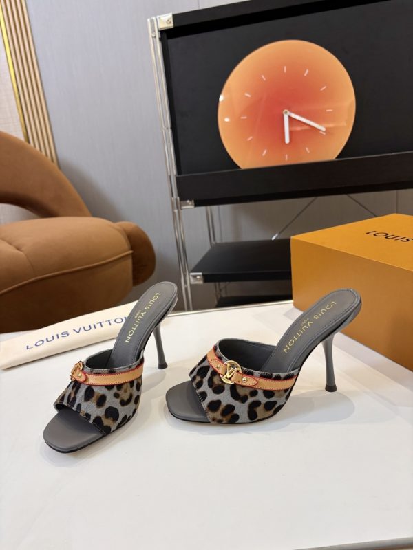 LV High-Heeled Slippers