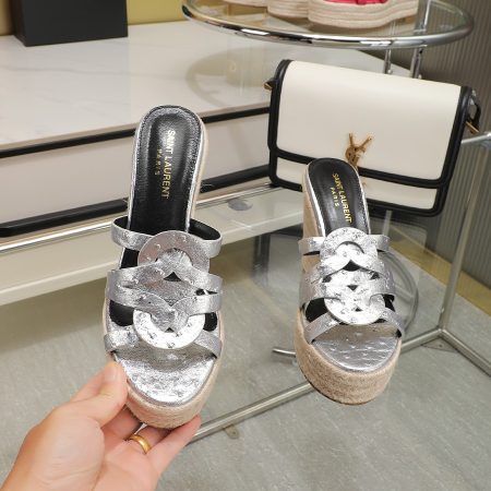 YSL Braided Wedge Sandals - Image 5