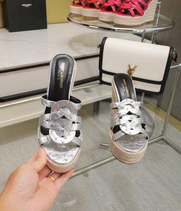 YSL Braided Wedge Sandals