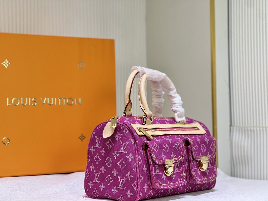 LV Monogram Denim Neo Speedy Fuchsia Bag - Image 3