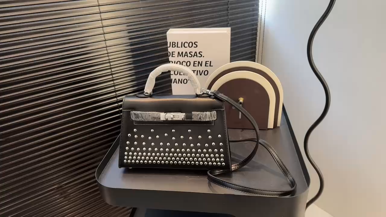 HERMES Rivet Accented Box Leather Handbag - Image 6