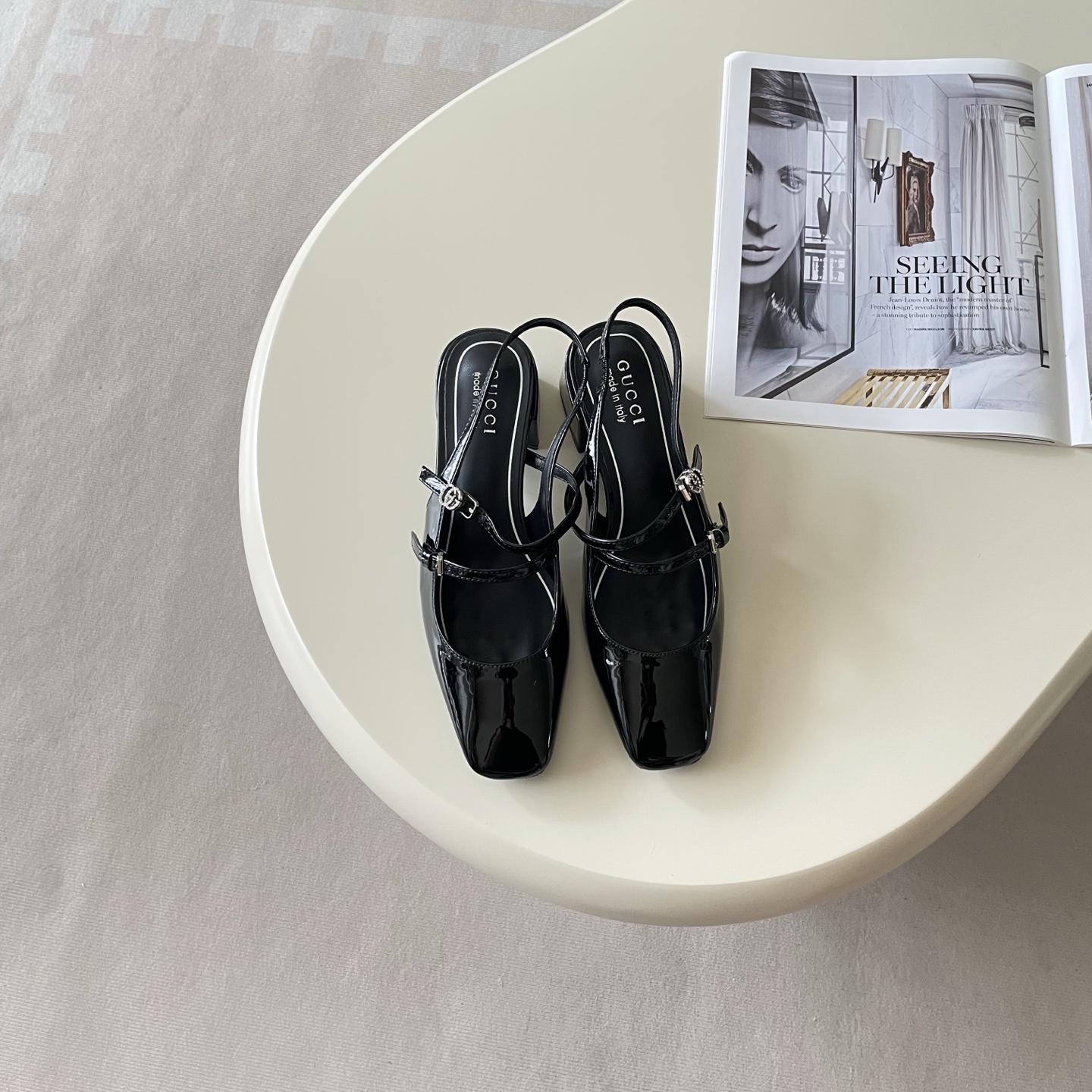 Gucci Square-Toe Chunky-Heel Sandals - Image 3