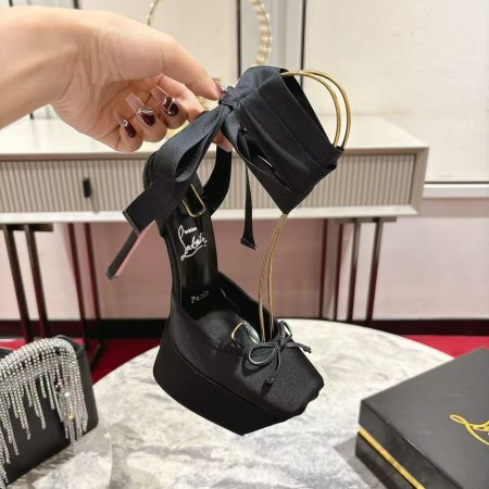Christian Louboutin Cassia Lace Up Alta High Heels - Image 8