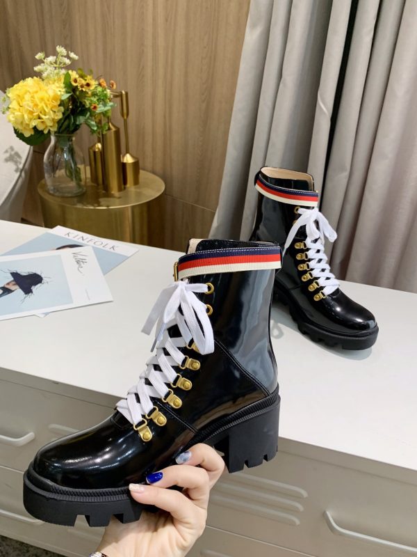 Gucci Sylvie Web Accent Combat Boots