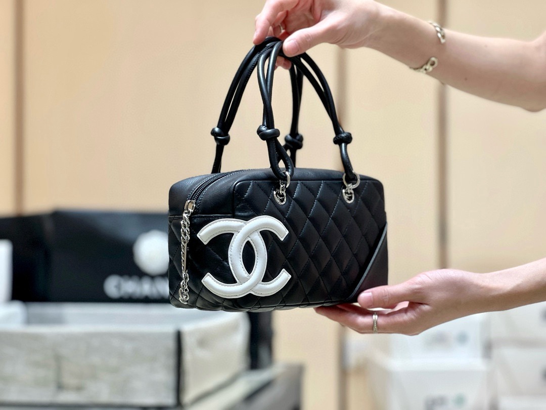 Chanel Black Quilted Leather Cambon Bowling Bag - Image 2