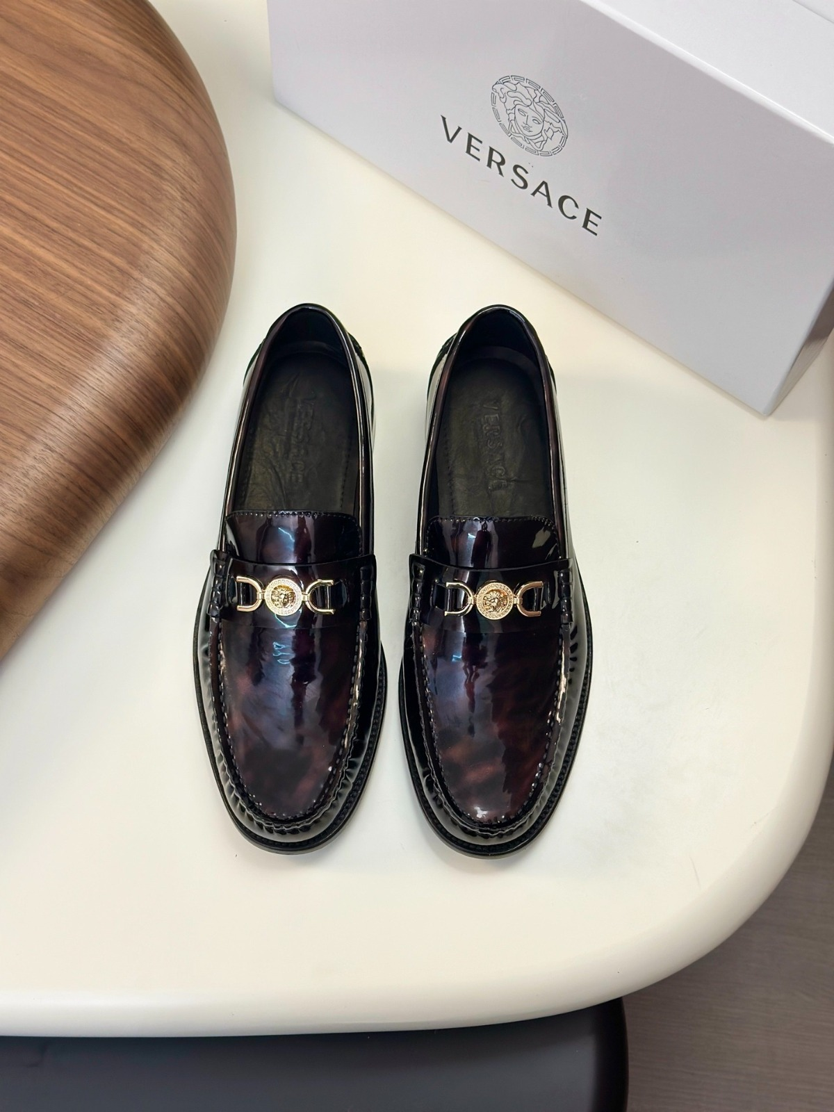 Versace Black Leather Medusa 95 Loafers - Image 1