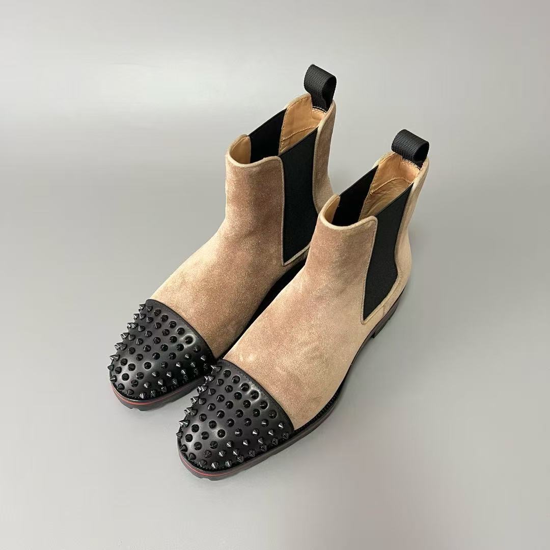 Christian Louboutin Suede Boots with Rivets - Image 6