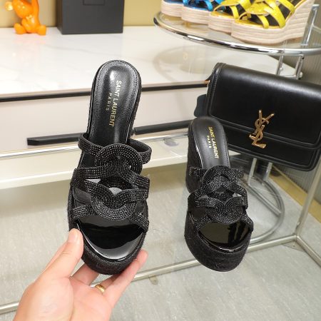YSL Braided Wedge Sandals - Image 4