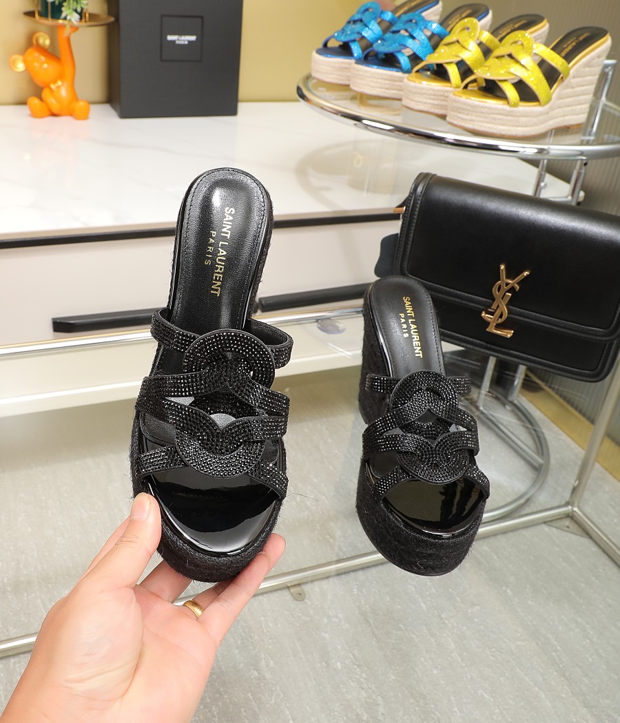 YSL Braided Wedge Sandals - Image 4