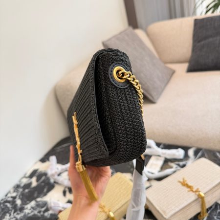 Saint Laurent Nero Raffia Kate Shoulder Bag - Image 8