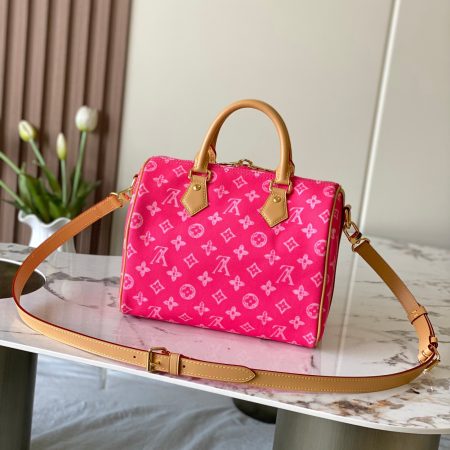 LV Speedy Bandoulière 25 Monogram Anniversary Canvas Bag Red - Image 4