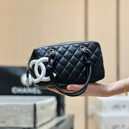 Chanel Black Quilted Leather Cambon Bowling Bag - Image 3
