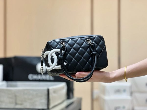 Chanel Black Quilted Leather Cambon Bowling Bag