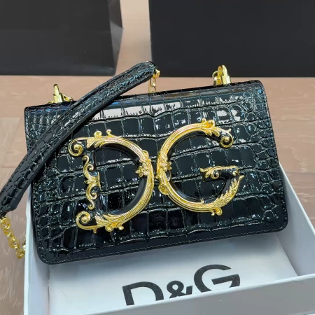 Dolce & Gabbana Crocodile Print Calfskin DG Girls Bag