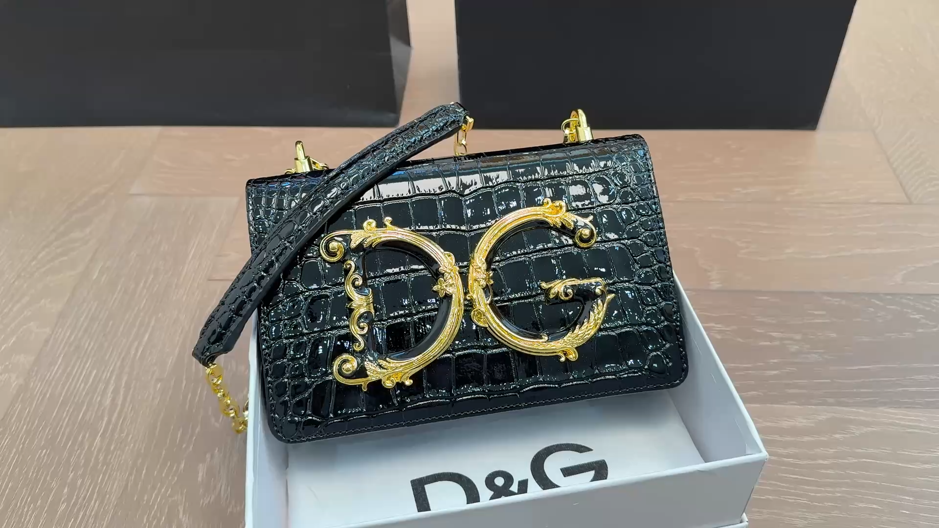 Dolce & Gabbana Crocodile Print Calfskin DG Girls Bag - Image 1