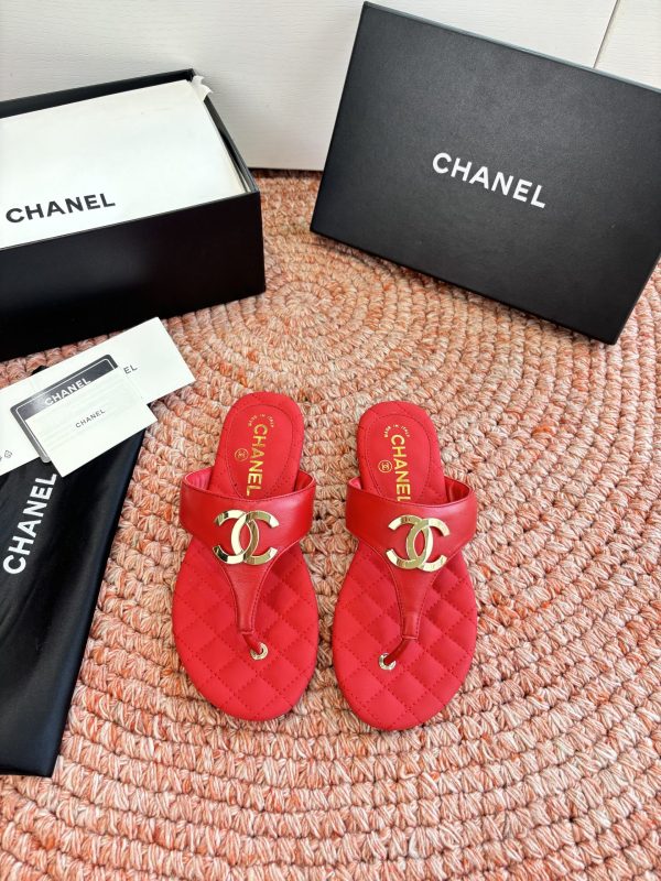 Chanel CC Logo Thong Sandals