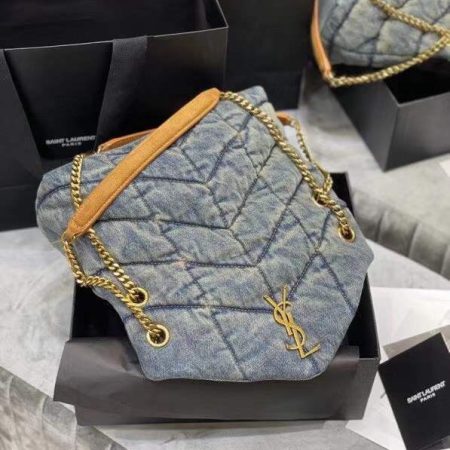 YSL Loulou Puffer Denim Leather Bag - Image 7