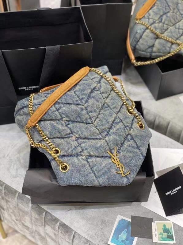 YSL Loulou Puffer Denim Leather Bag