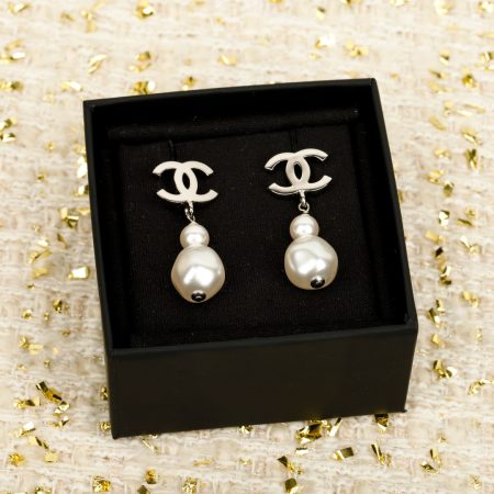 Chanel C Pearl Earrings