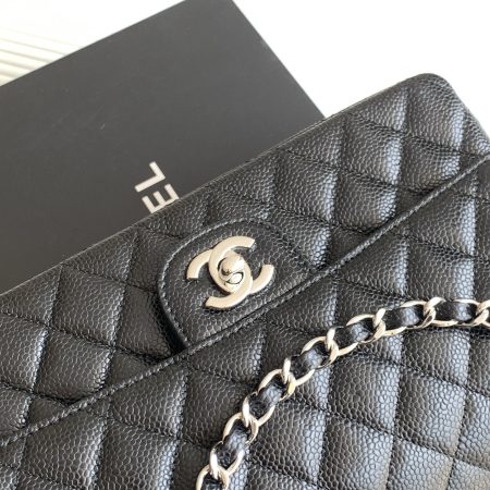 Chanel Black Calfskin Medium Classic Double Flap Shoulder Bag -Top Quality - Image 6