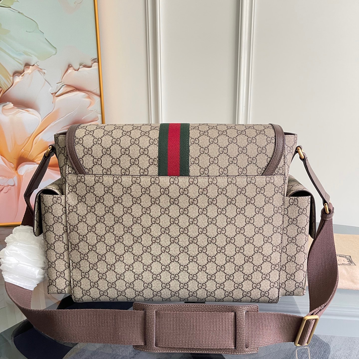 Gucci Large Changing Bag in Beige and Dark Brown - Image 2
