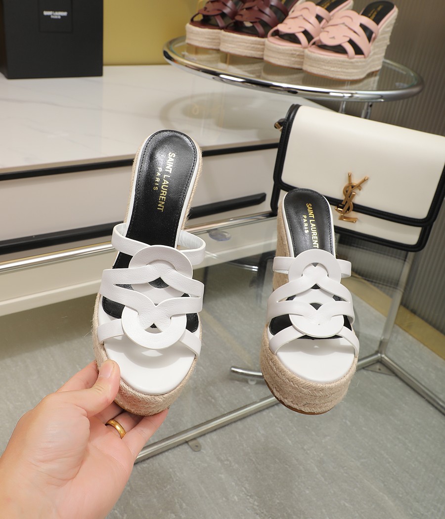 YSL Braided Wedge Sandals - Image 4