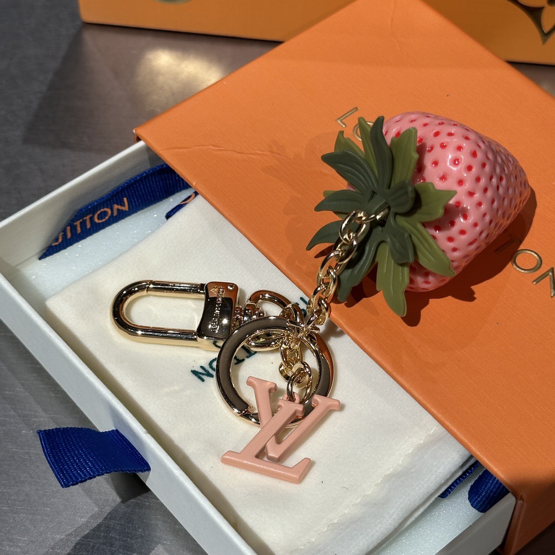 LV Strawberry Bag Charm Keychain - Image 7