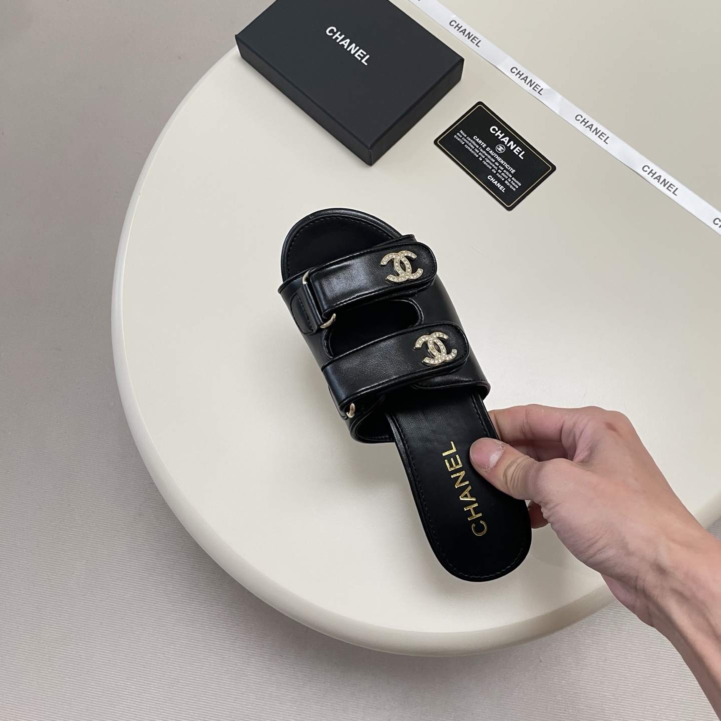 Chanel 26P Double C Diamond Buckle Velcro Slippers - Image 17