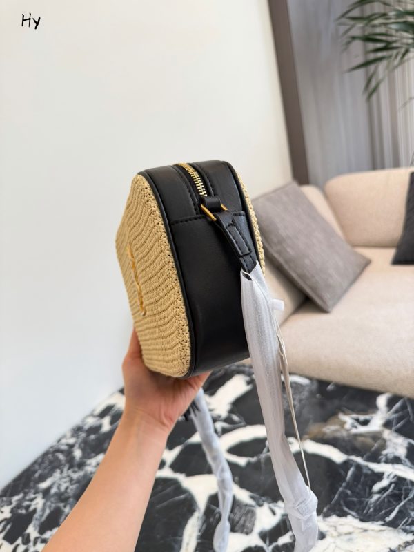 Saint Laurent Lou Raffia Crossbody Camera Bag