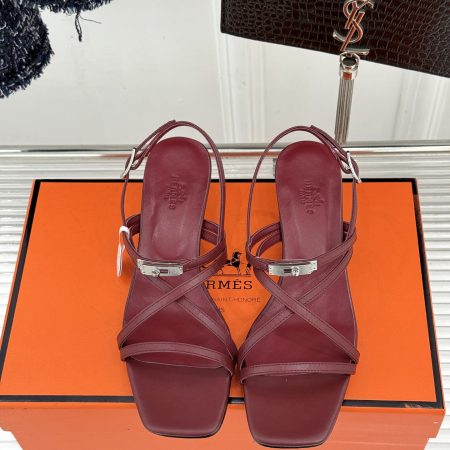 Hermès Kelly Buckle Thin-Strap Kitten-Heel Sandals - Image 7