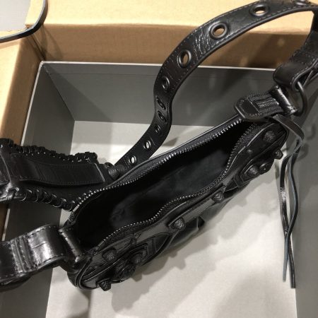 BALENCIAGA Le Cagole Small Studded Crinkled-leather Shoulder Bag - Image 8