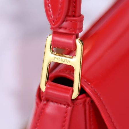 Prada Vernice Triangle Logo Flap Adjustable Strap Shoulder Bag Cherry - Image 6