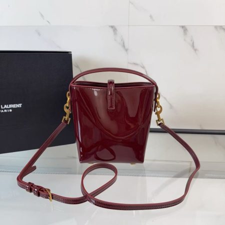YSL LE 37 Mini in Patent Leather in Bordeaux - Image 2