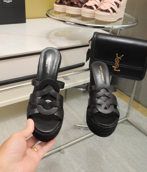 YSL Braided Wedge Sandals