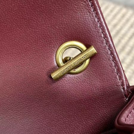 YSL Loulou Mini Chain Crossbody Bag Burgundy - Image 6