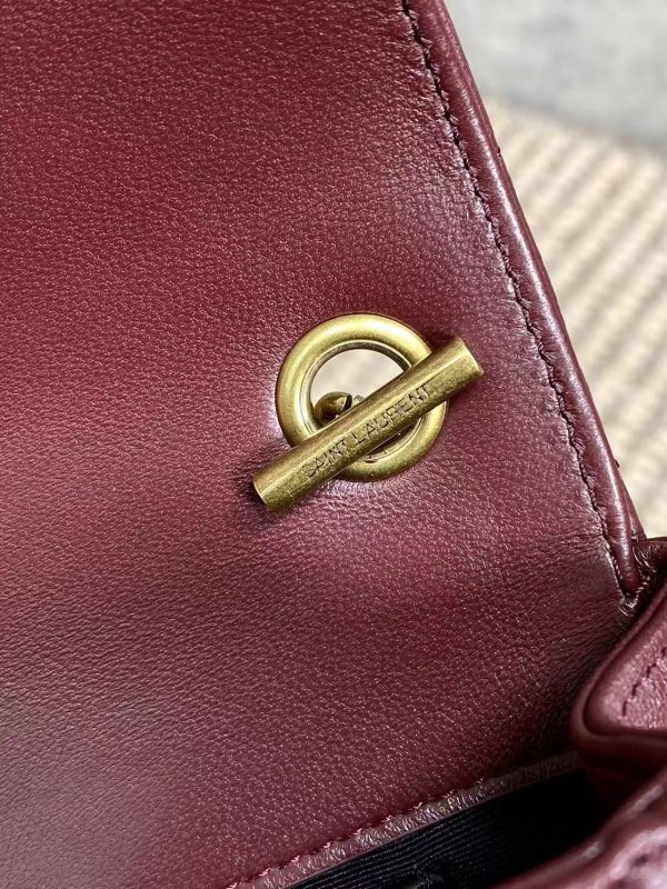 YSL Loulou Mini Chain Crossbody Bag Burgundy