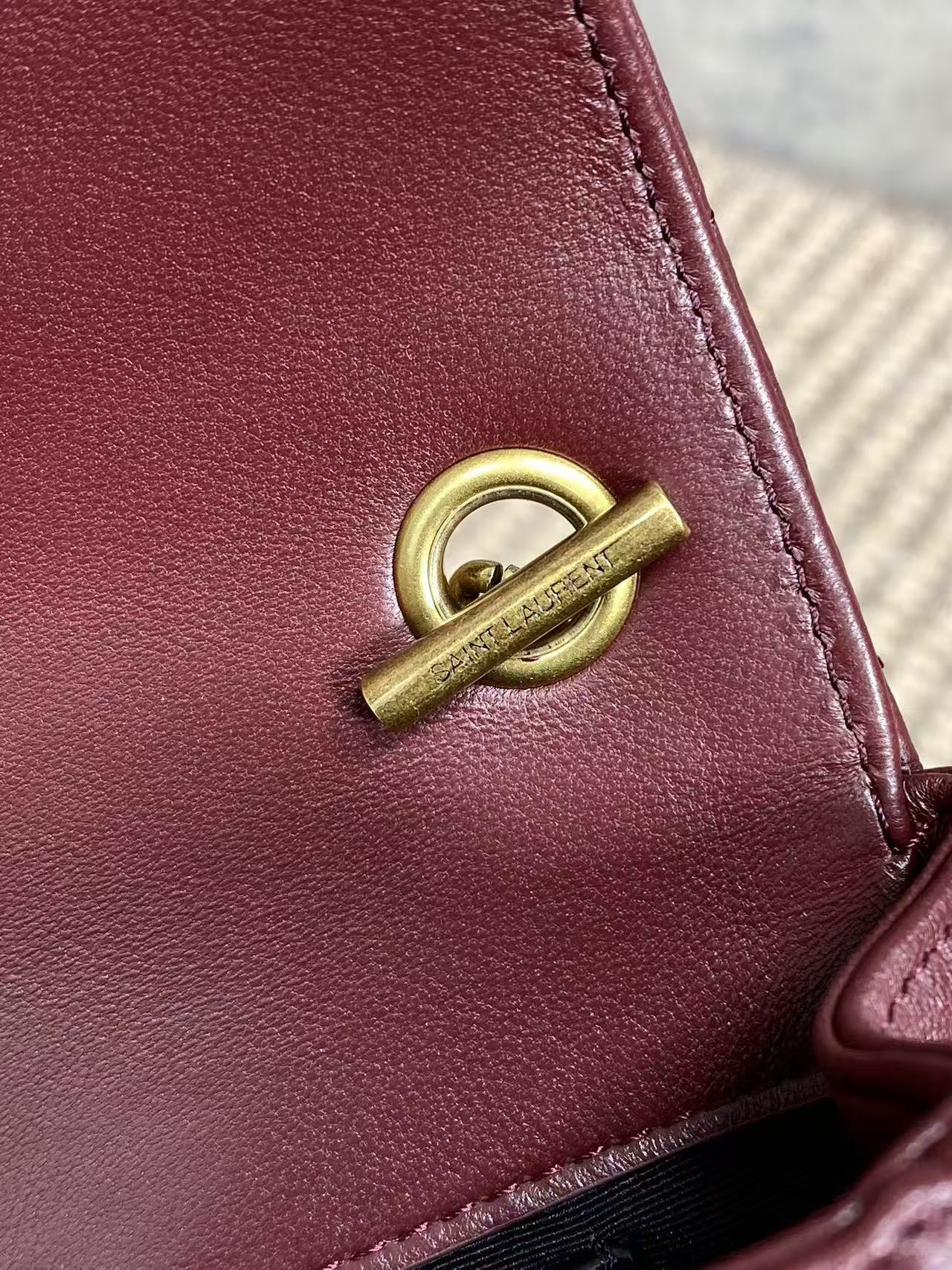 YSL Loulou Mini Chain Crossbody Bag Burgundy - Image 6
