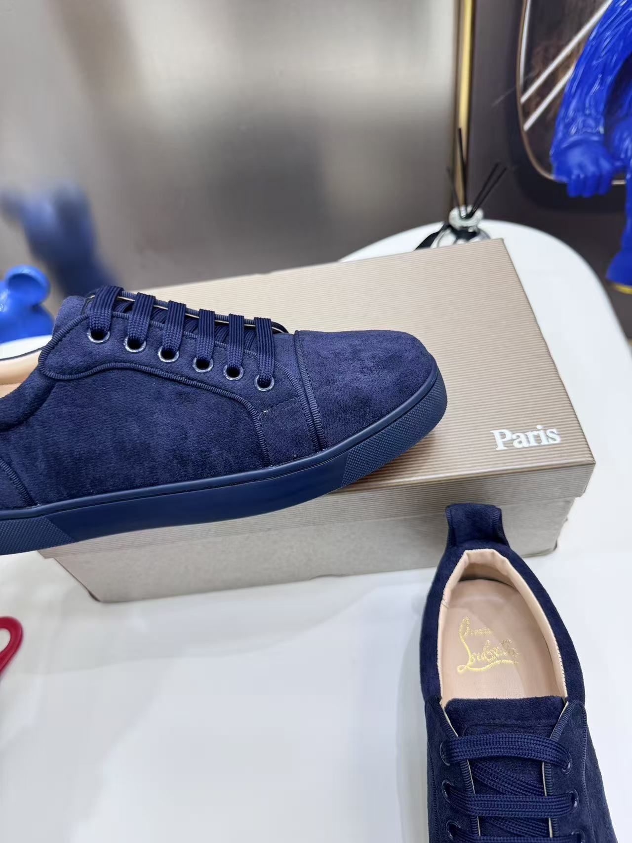 Christian Louboutin Navy Suede Couple's Shoes - Image 3