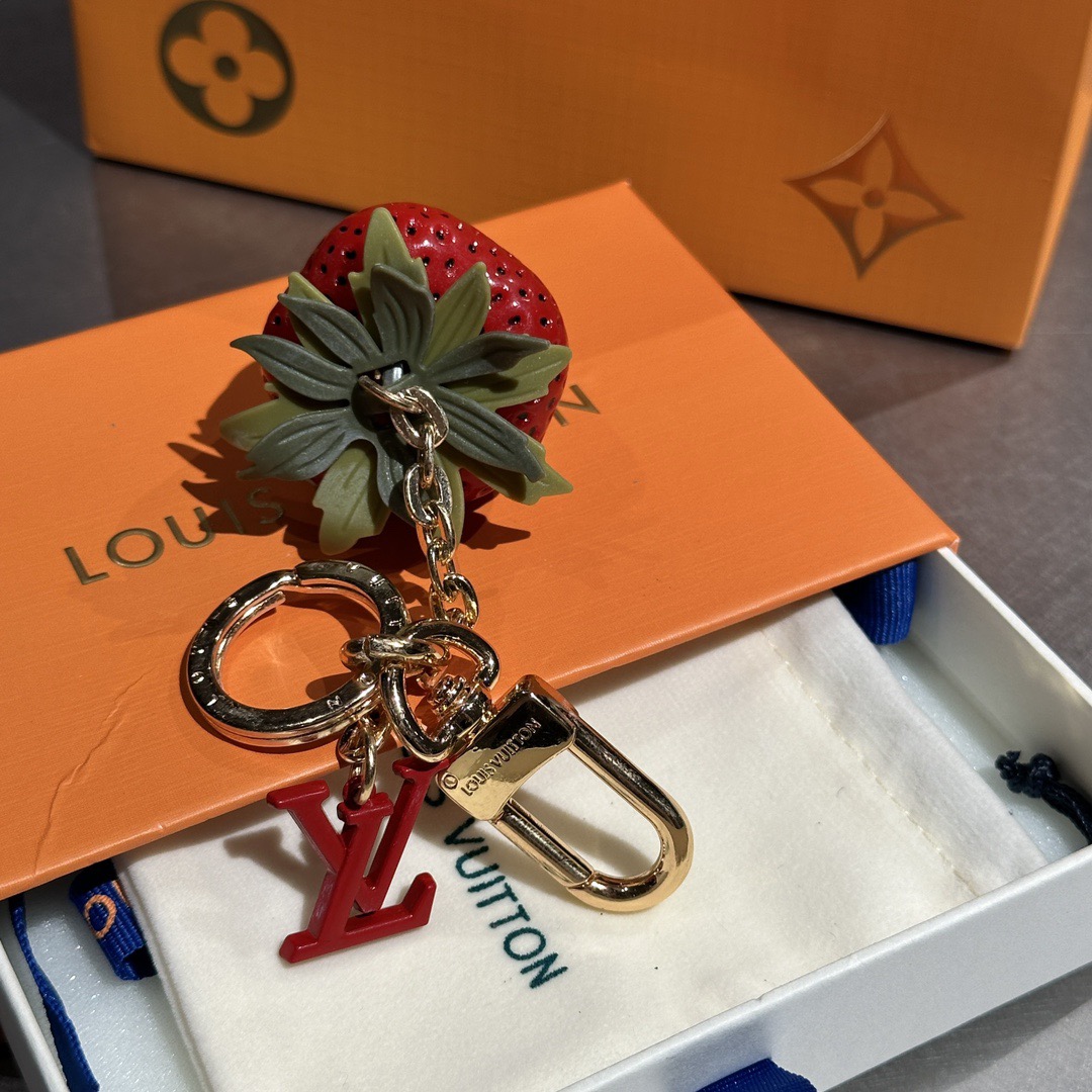 LV Strawberry Bag Charm Keychain - Image 6