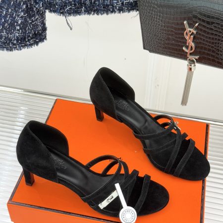 Hermès Kelly Buckle Thin-Strap Kitten-Heel Sandals - Image 5